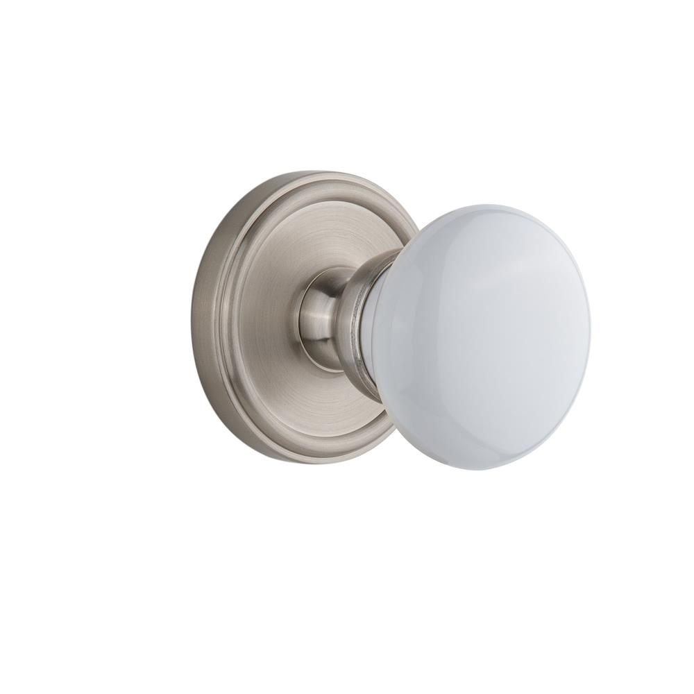 Grandeur by Nostalgic Warehouse GEOHYD Privacy Knob - Georgetown Rosette with Hyde Park Knob in Satin Nickel